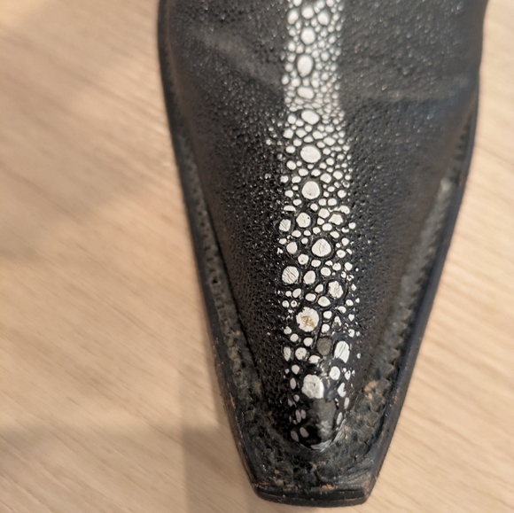 Toro Palomo -  Black Cowboy Boots With White Embroidery - Size 8 - Picture 9 of 11